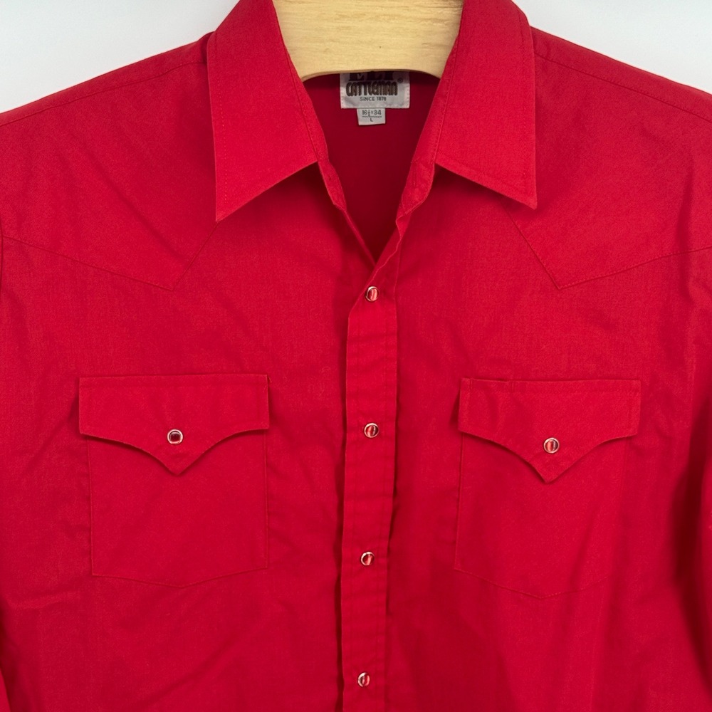 Ely Cattleman Mens Red Western Pearl Snap Long Sleeve Shirt 16.5 x 34 Large L
